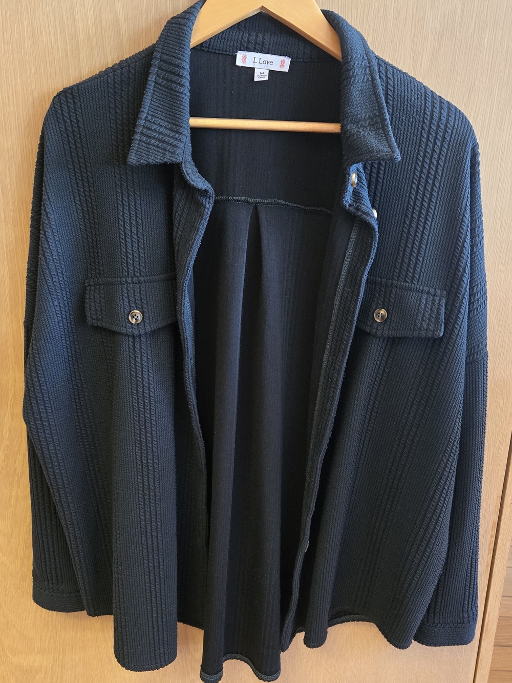 Dark Green Textured Ribbed Button Up Jacket - Picture 3 of 10
